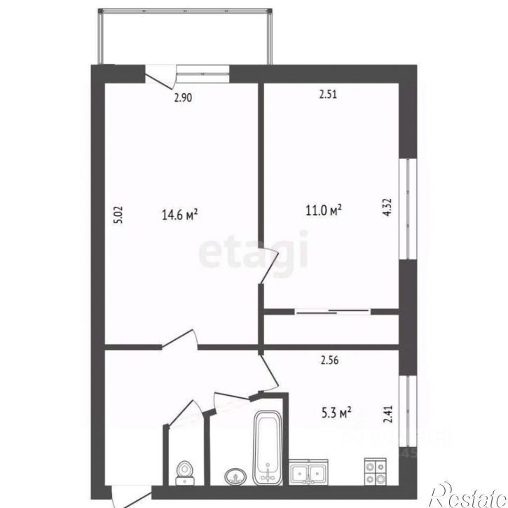 2-комн квартира улица Танкистов, 156Б,  д. 156Б