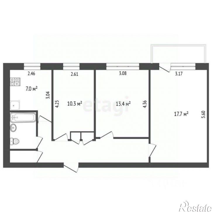 3-комн квартира