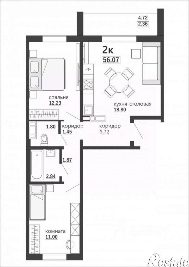 2-комн квартира в новом доме Артиллерийская улица, 99,  д. 99