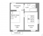 2-комн, 32 кв м, этаж 10/10 улица Танкистов, 175