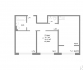 2-комн, 58 кв м, этаж 2/17 ЖК Никс Сити на Университетской Набережной