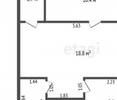 2-комн, 45кв м, этаж 1/5 улица Пети Калмыкова, 21