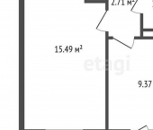 1-комн, 32кв м, этаж 7/10 улица Маршала Чуйкова, 9