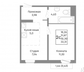 2-комн, 32 кв м, этаж 7/10 2-я Базовая улица, 42