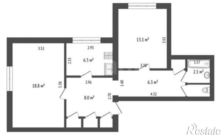 2-комн квартира улица Кирова, 21А,  д. 21А