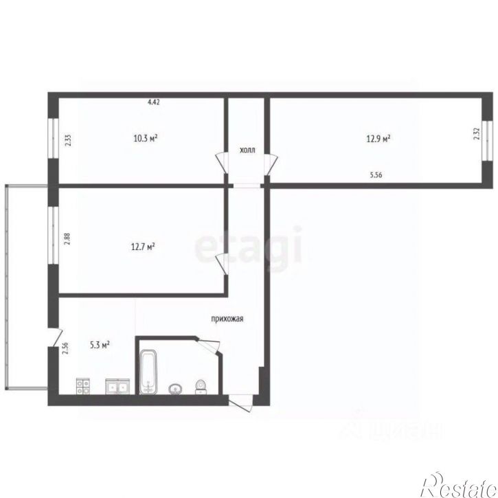 3-комн квартира ул Энтузиастов, 1,  д. 1