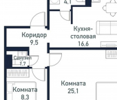 2-комн, 65 кв м, этаж 6/10 посёлок Западный, микрорайон Притяжение, 5-й квартал