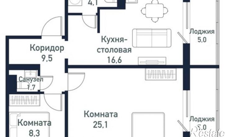 2-комн квартира в новом доме посёлок Западный, микрорайон Притяжение, 5-й квартал