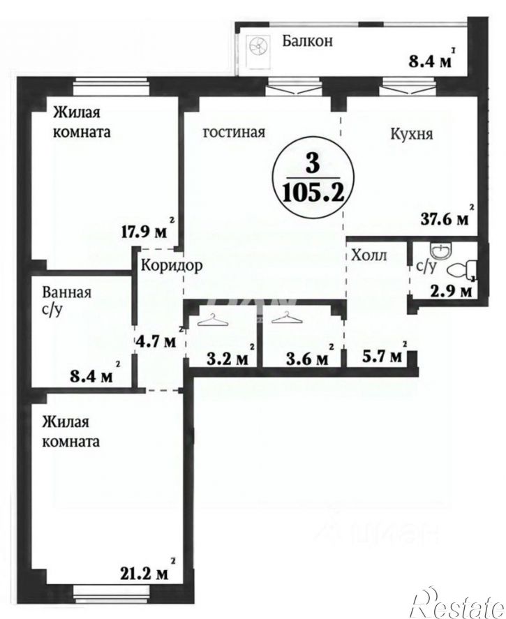 3-комн квартира пр-кт Героя России Родионова Е.Н., 20/24,  д. 20/24