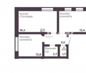 2-комн, 62 кв м, этаж 8/17 пр-кт Ленина, 1