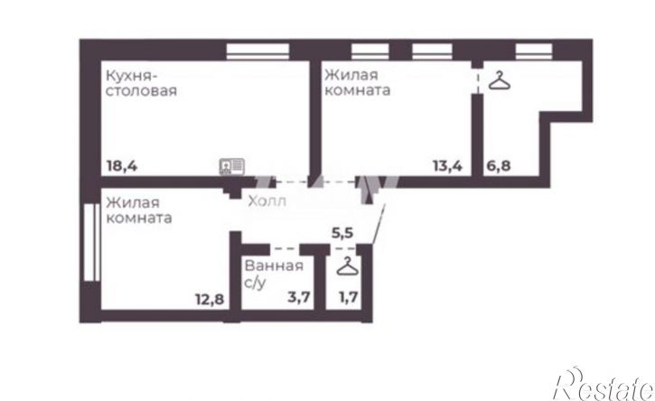 2-комн квартира в новом доме пр-кт Ленина, 1,  д. 1