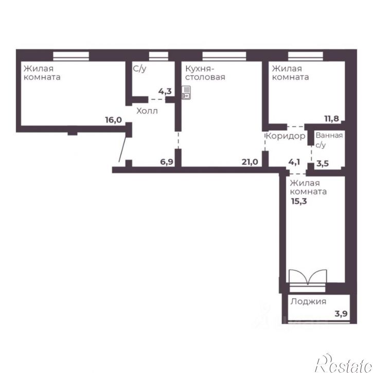 3-комн квартира в новом доме проспект Ленина, 4E,  д. 4E
