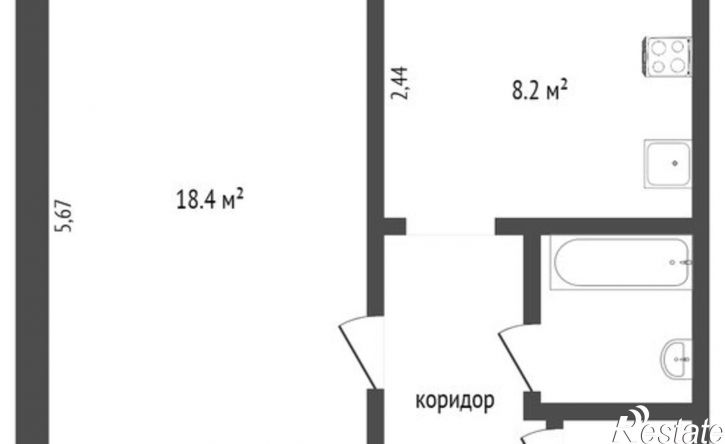 1-комн квартира улица Жукова, 1,  д. 1