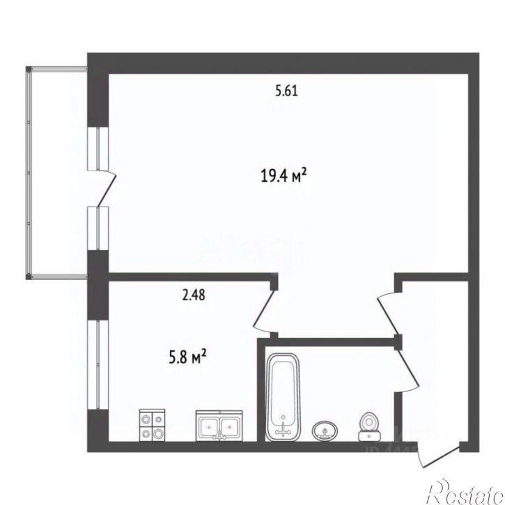 1-комн квартира улица Пети Калмыкова, 2,  д. 2