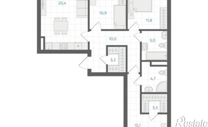 3-комн квартира в новом доме 29-й микрорайон, ЖК Клевер