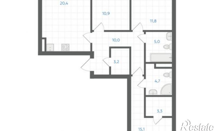 3-комн квартира в новом доме 29-й микрорайон, ЖК Клевер