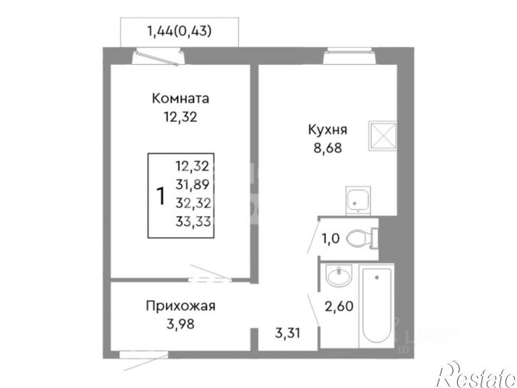 1-комн квартира Челябинск г., Советский