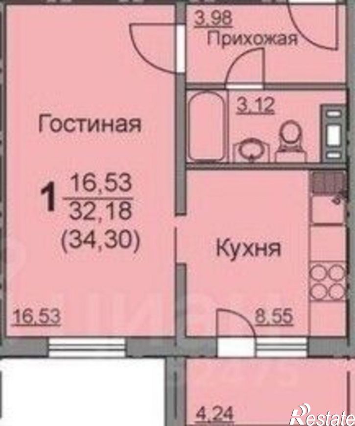 1-комн квартира ул Трашутина, 24,  д. 24