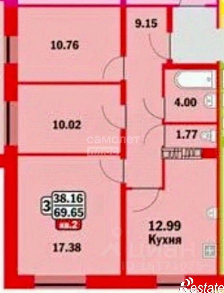 3-комн квартира Краснопольский пр-кт, 19Б,  д. 19Б