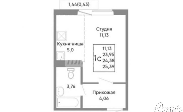 1-комн квартира Ярославская улица, 28Г,  д. 28Г