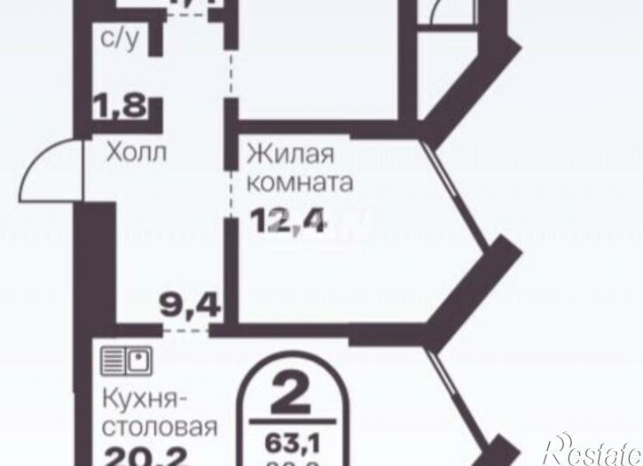 2-комн квартира в новом доме проспект Ленина, 19В,  д. 19В