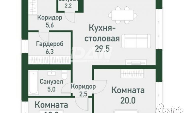 2-комн квартира в новом доме посёлок Западный, микрорайон Привилегия, Кременкульская улица, 38