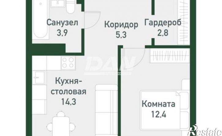 1-комн квартира в новом доме посёлок Западный, микрорайон Привилегия, Кременкульская улица, 38