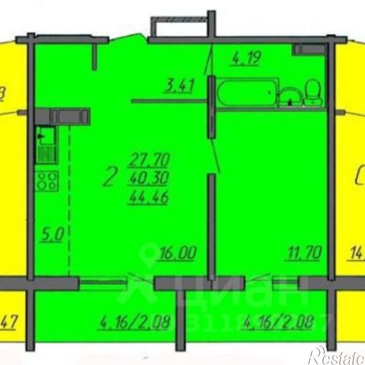 2-комн квартира Набережная улица, 5Б,  д. 5Б