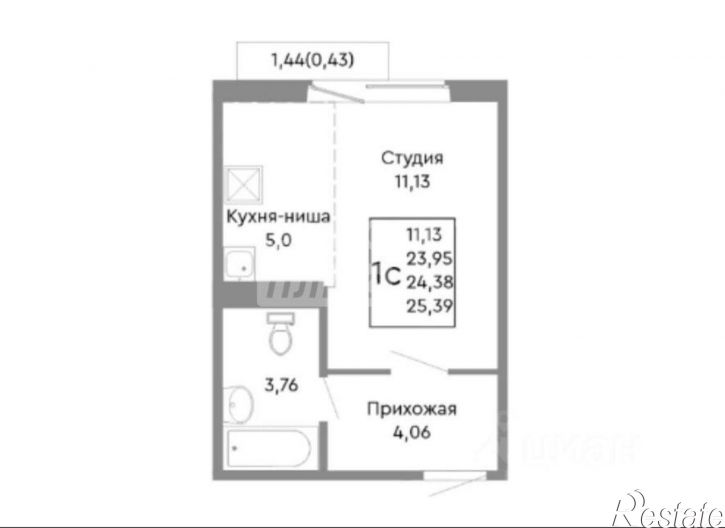 1-комн квартира ул Ярославская, 15,  д. 15