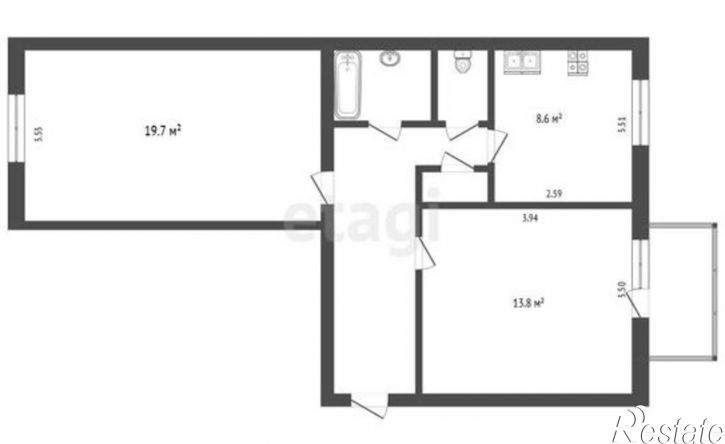 2-комн квартира шоссе Металлургов, 74,  д. 74