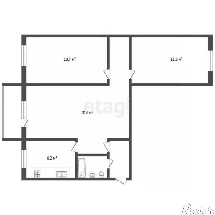 3-комн квартира ул Курчатова, 6А,  д. 6А