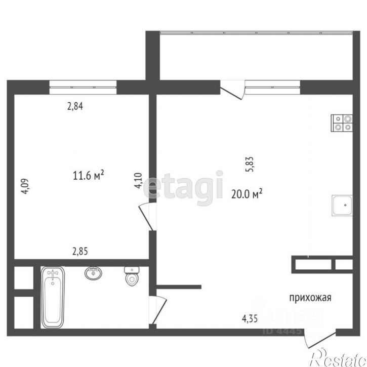 1-комн квартира ул Петра Сумина, 12,  д. 12