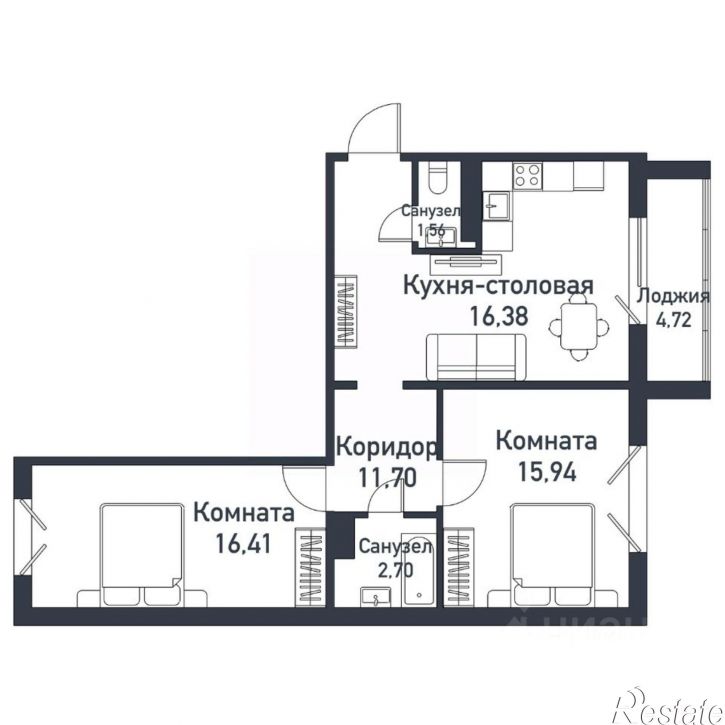 2-комн квартира в новом доме ул Ласковая, 8,  д. 8