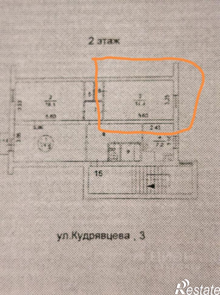 Комната улица Кудрявцева, 3,  д. 3