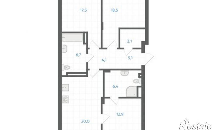 3-комн квартира в новом доме 29-й микрорайон, ЖК Клевер