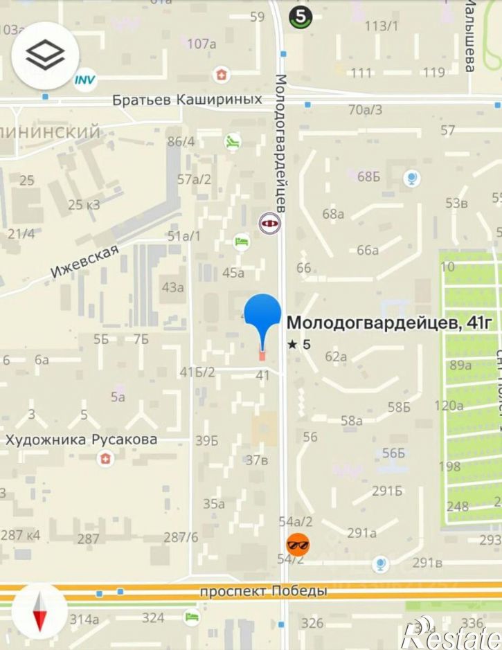 1-комн квартира ул Молодогвардейцев, 41Г,  д. 41Г