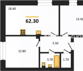 2-комн, 62кв м, этаж 3/8 проспект Ленина, 4E