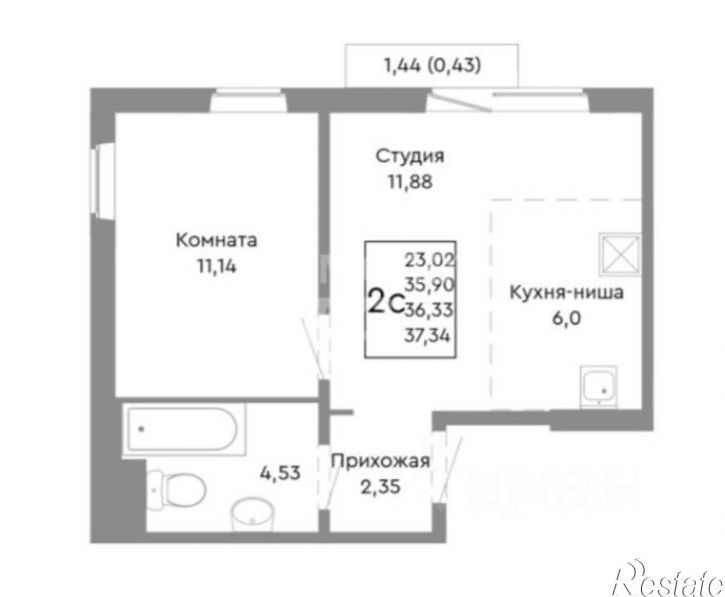 1-комн квартира Челябинск г., Советский
