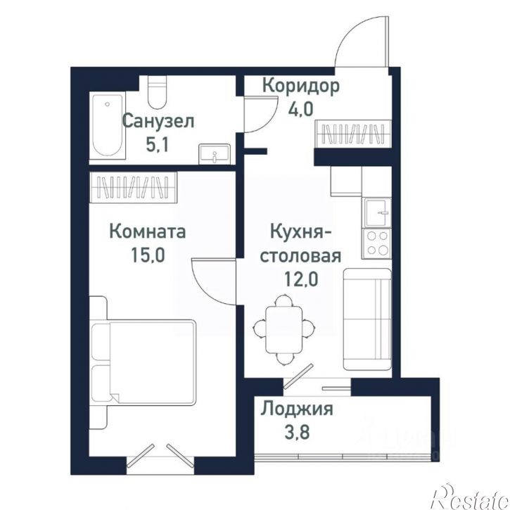 1-комн квартира в новом доме ул имени младшего сержанта Сухарева, 6,  д. 6