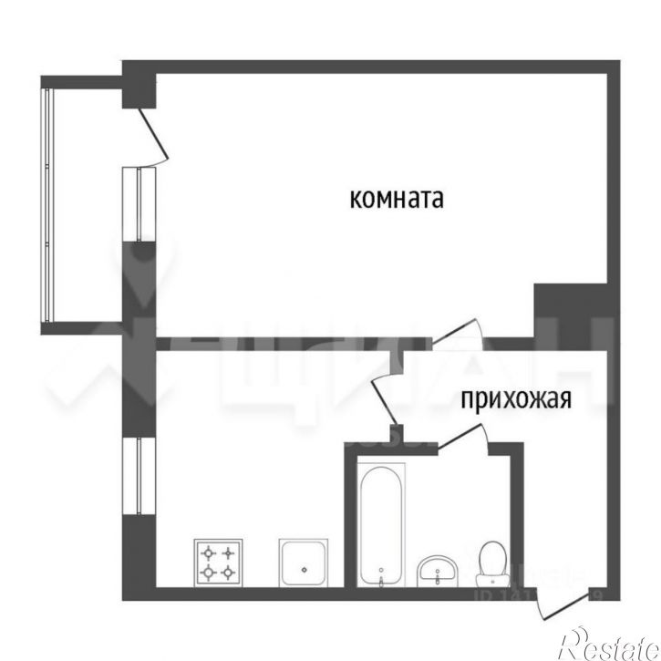 1-комн квартира ул Калмыкова, 14,  д. 14