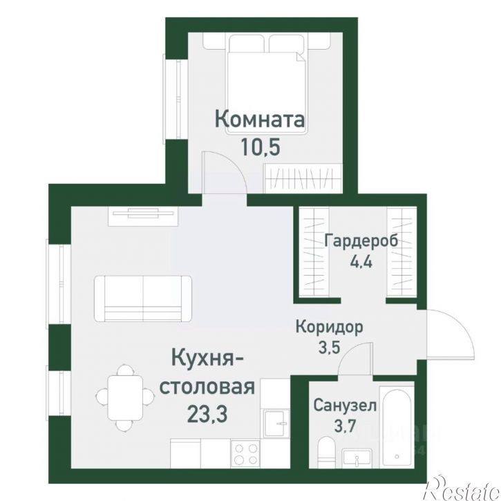 1-комн квартира в новом доме посёлок Западный, микрорайон Привилегия