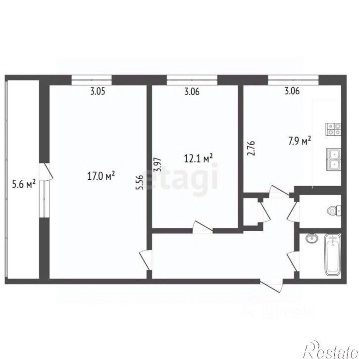 2-комн квартира ул Машиностроителей, 12,  д. 12