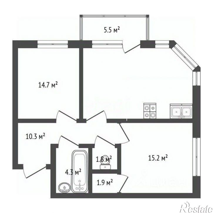 2-комн квартира Комсомольский пр-кт, 86Б,  д. 86Б