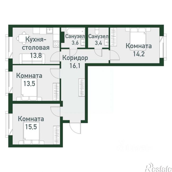 3-комн квартира в новом доме ул Кременкульская, 30,  д. 30