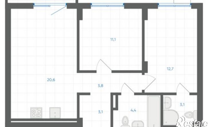 2-комн квартира в новом доме 29-й микрорайон, ЖК Клевер