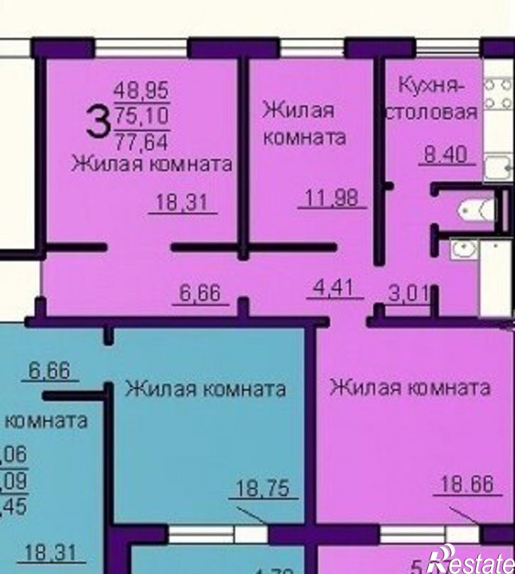 3-комн квартира ул Трашутина, 47,  д. 47