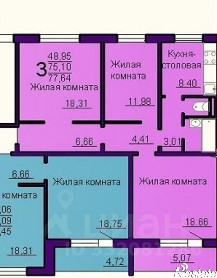 3-комн квартира ул Трашутина, 47,  д. 47