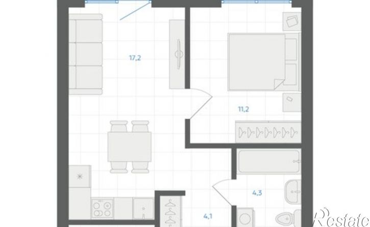 1-комн квартира в новом доме 29-й микрорайон, ЖК Клевер
