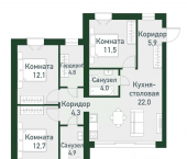 3-комн, 82 кв м, этаж 3/3 ул Кременкульская, 34