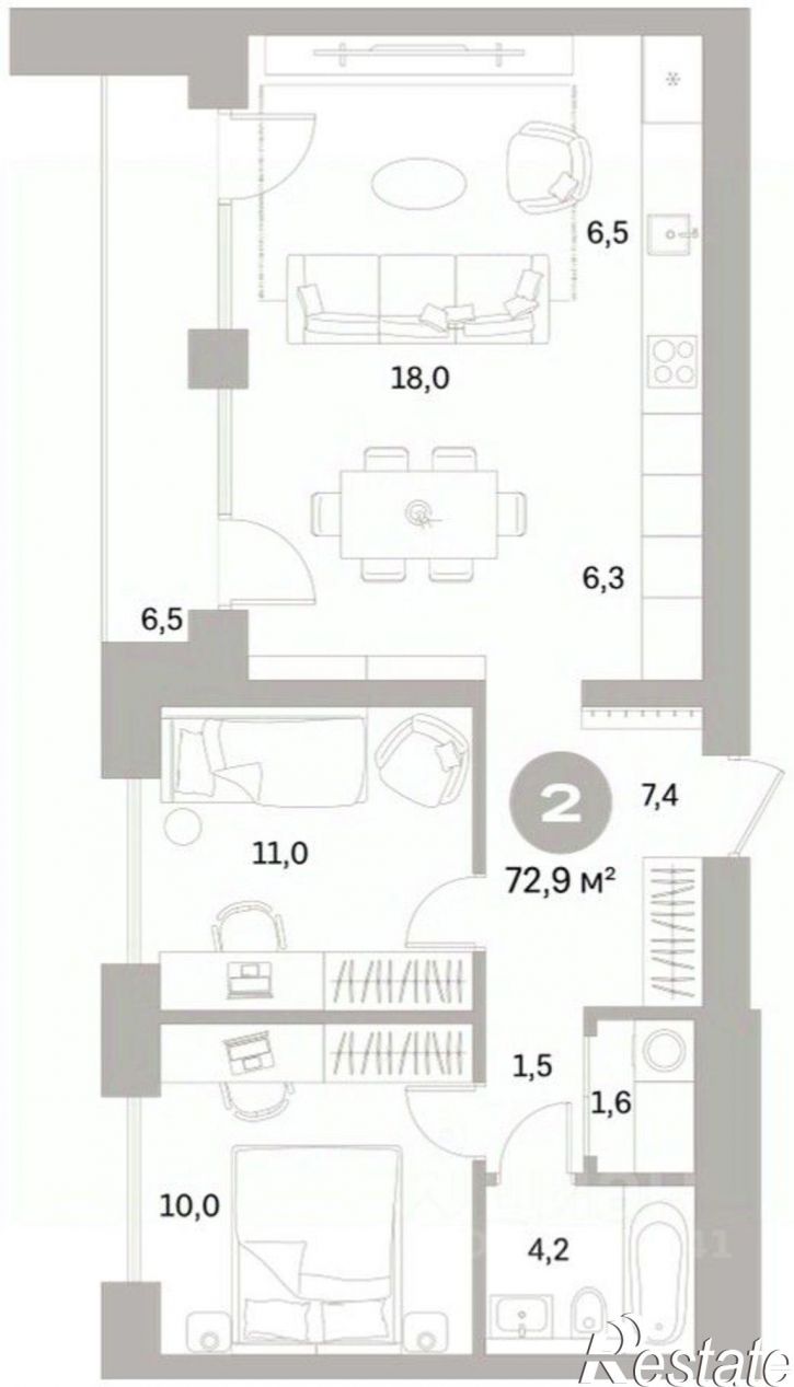2-комн квартира в новом доме ул Пушкина, 69А,  д. 69А
